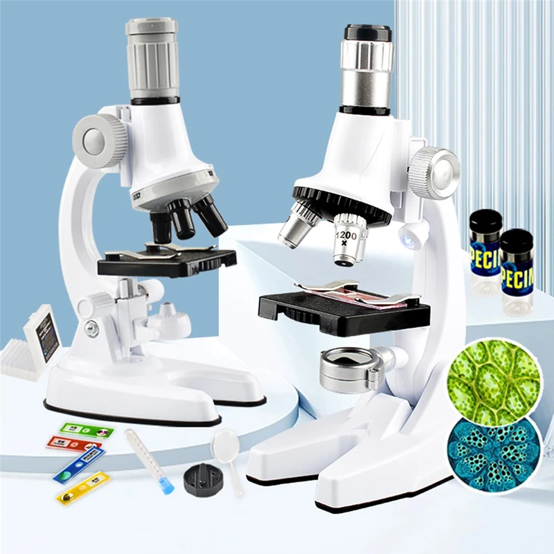Microscope High Definition Science Experiment Set 1200x Magnification for Primary School Students, Scientific Experiment, Educational Teaching